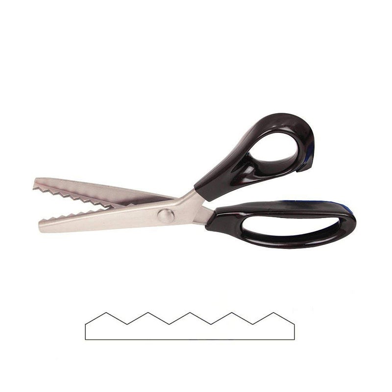 Xemz Dressmaking Sewing Craft Scissors, Professional Stainless Steel Pinking Shears Comfort Grip, Serrated & Scalloped Blades Cut Tailor Decorative Tool - Fabrics Leather Paper Craft (Serrated 7mm) - Image 1